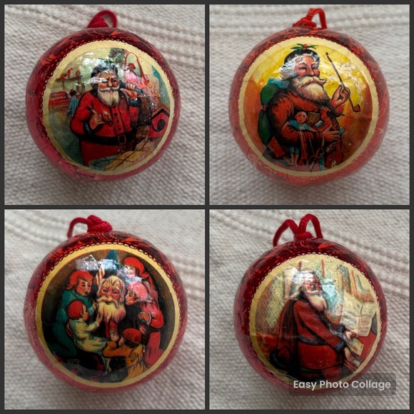 Vintage Handmade Classic Santa Decoupage Christmas
Ornaments Red Set of 19 - Picture 5 of 15